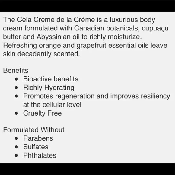 NWT Céla Crème de La Crème The Very Best Body Cream Travel Size 2.5 oz / 75 ml - Picture 7 of 9